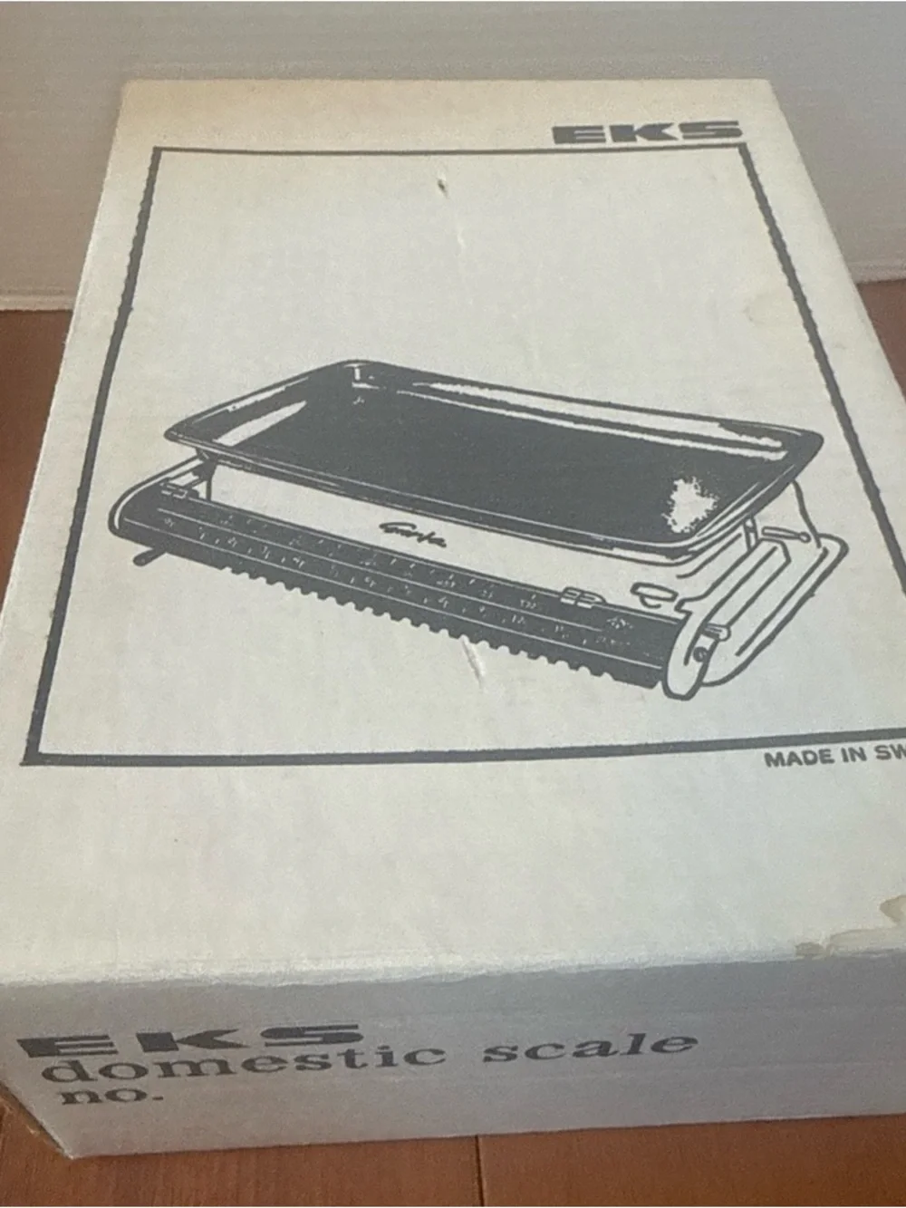 VTG 70’s EKS mechanical Balance Kitchen Scale Removable brown Tray Sweden